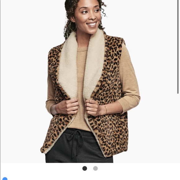 Reversible Animal-Print Faux-Fur/Sherpa Vest - Picture 2 of 3